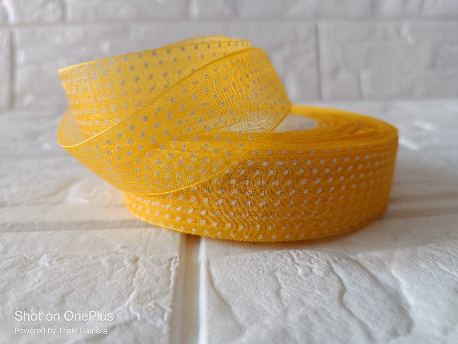 Organza Polka Dot Ribbon 1 inch – Light Yellow