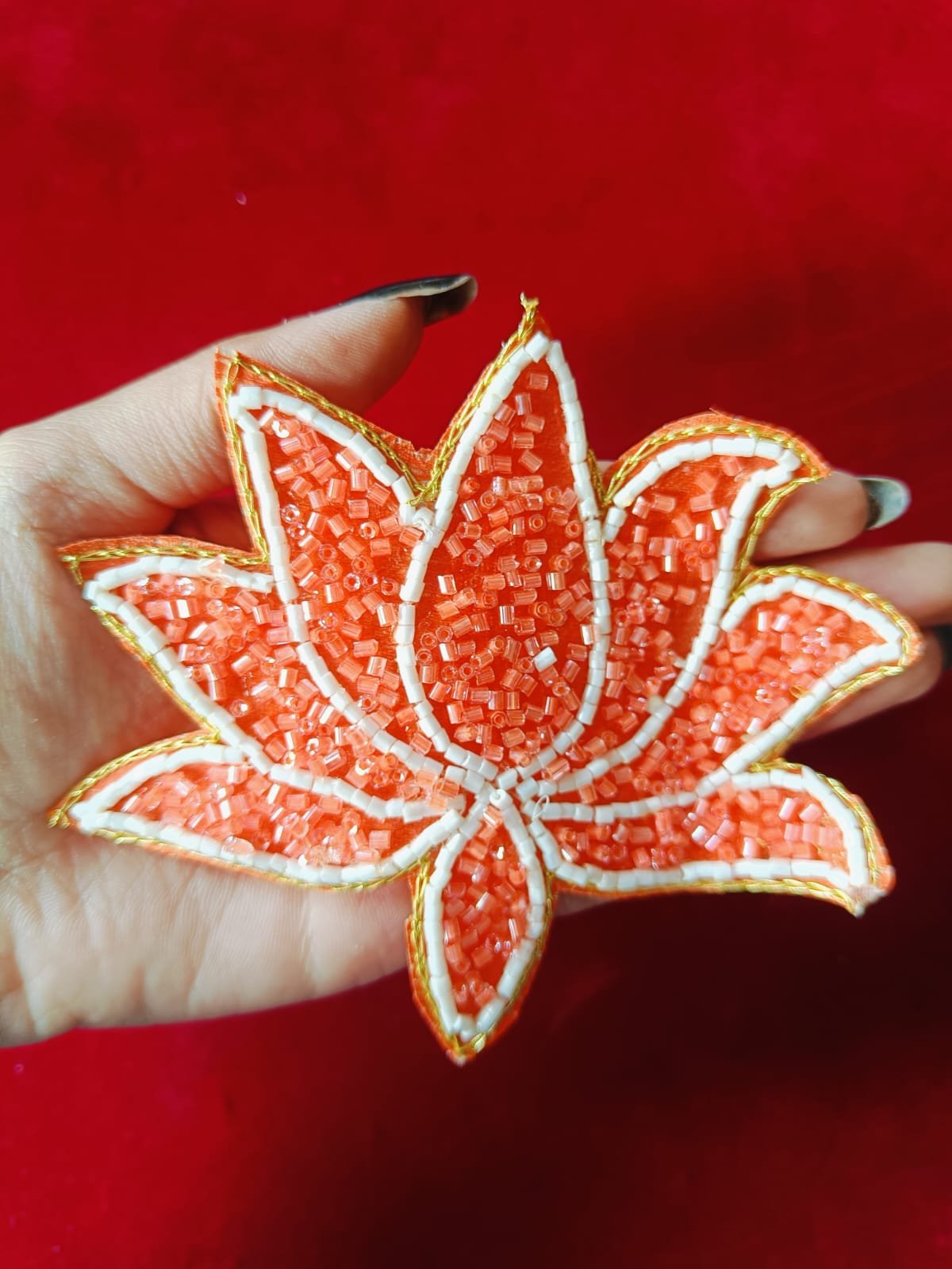 Orange Lotus Flower Buti Patches - 10pc