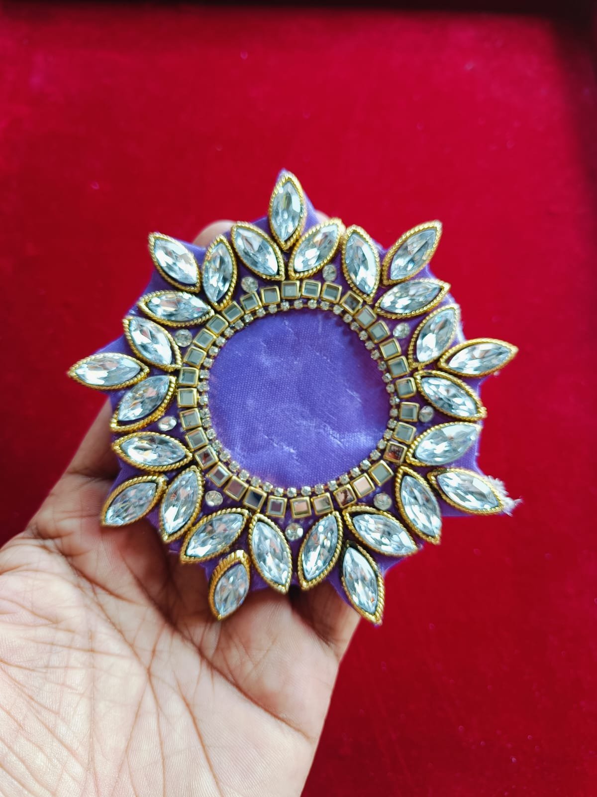 Purple Round Stone Buti Patches - 10pc