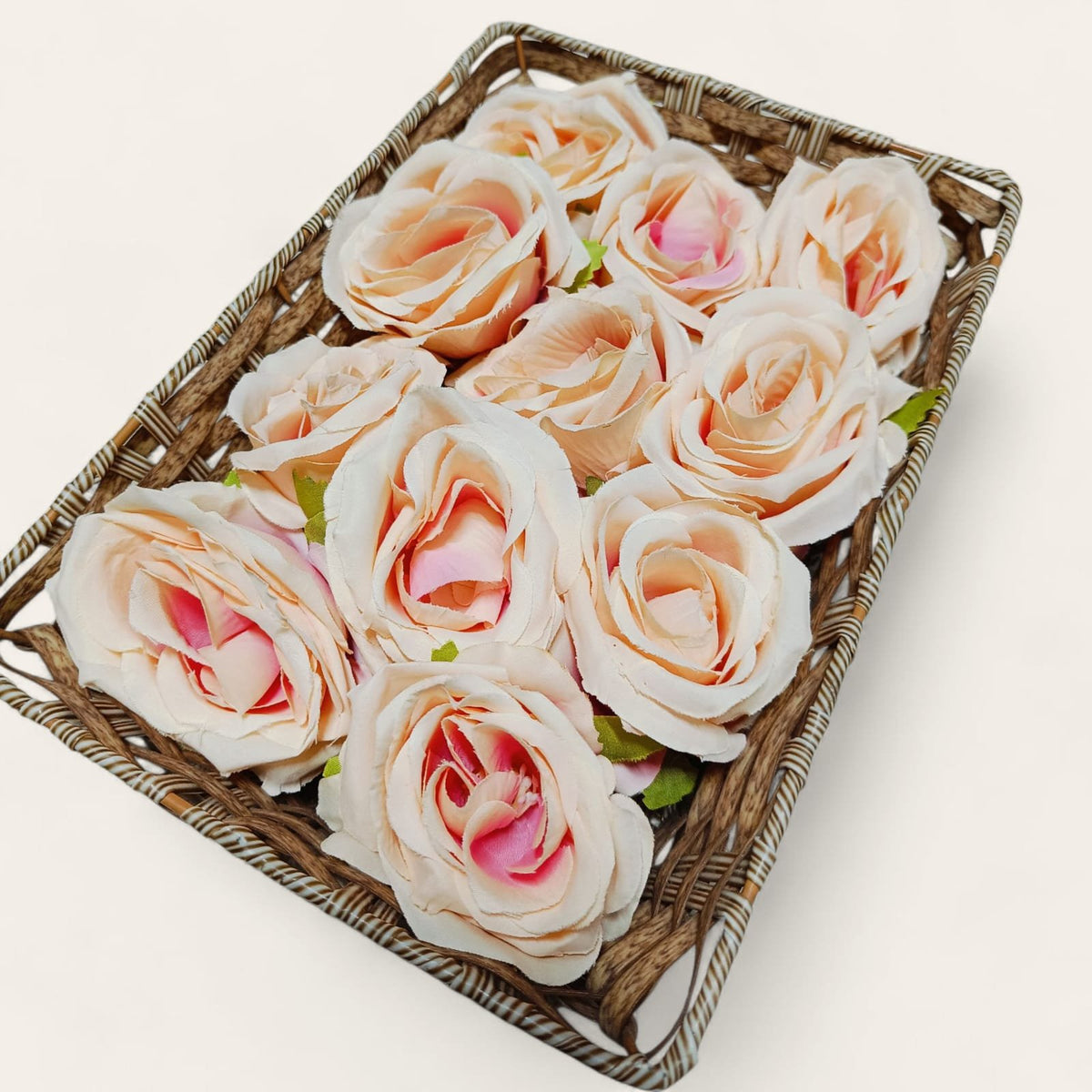 Artificial Light Peach Pink Rose Flower 3inch - 5pc