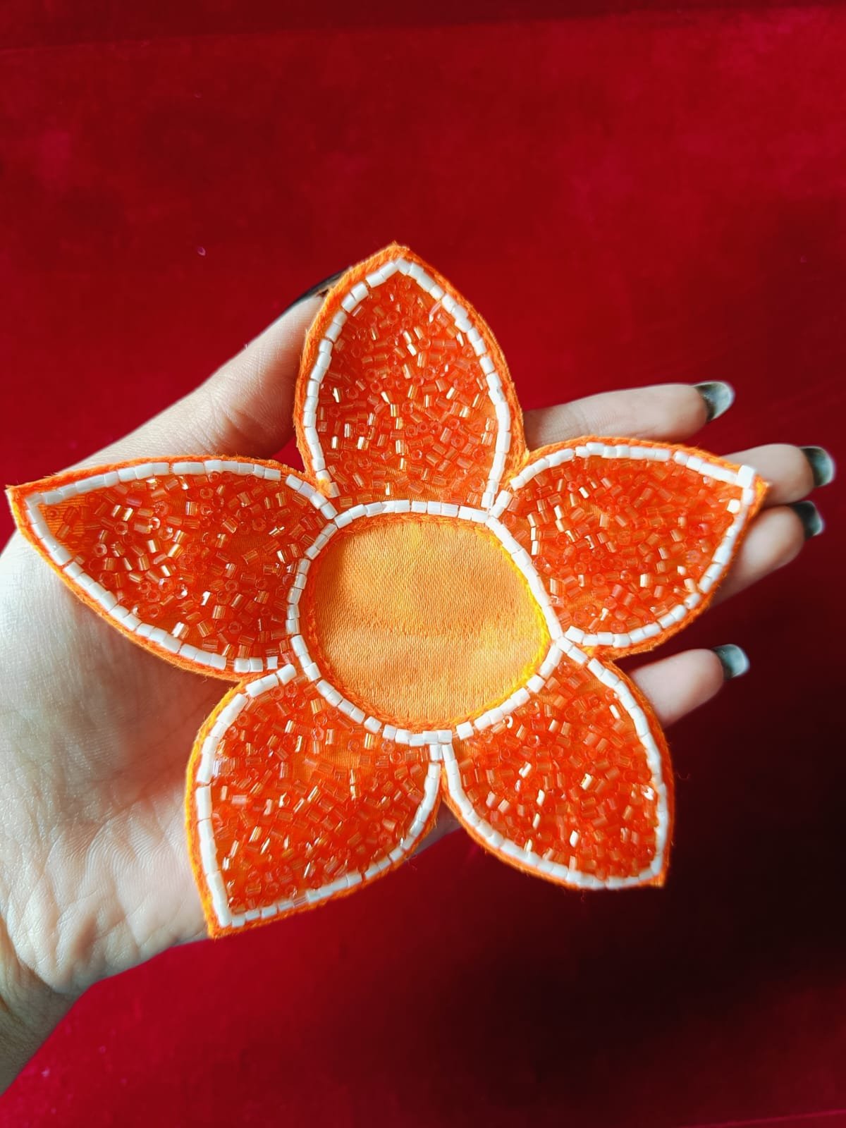 Orange Round Flower Buti Patches – 10pc