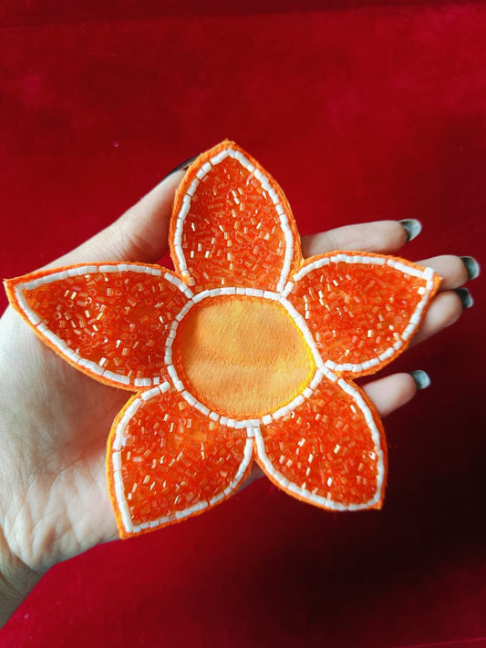 Orange Round Flower Buti Patches – 10pc