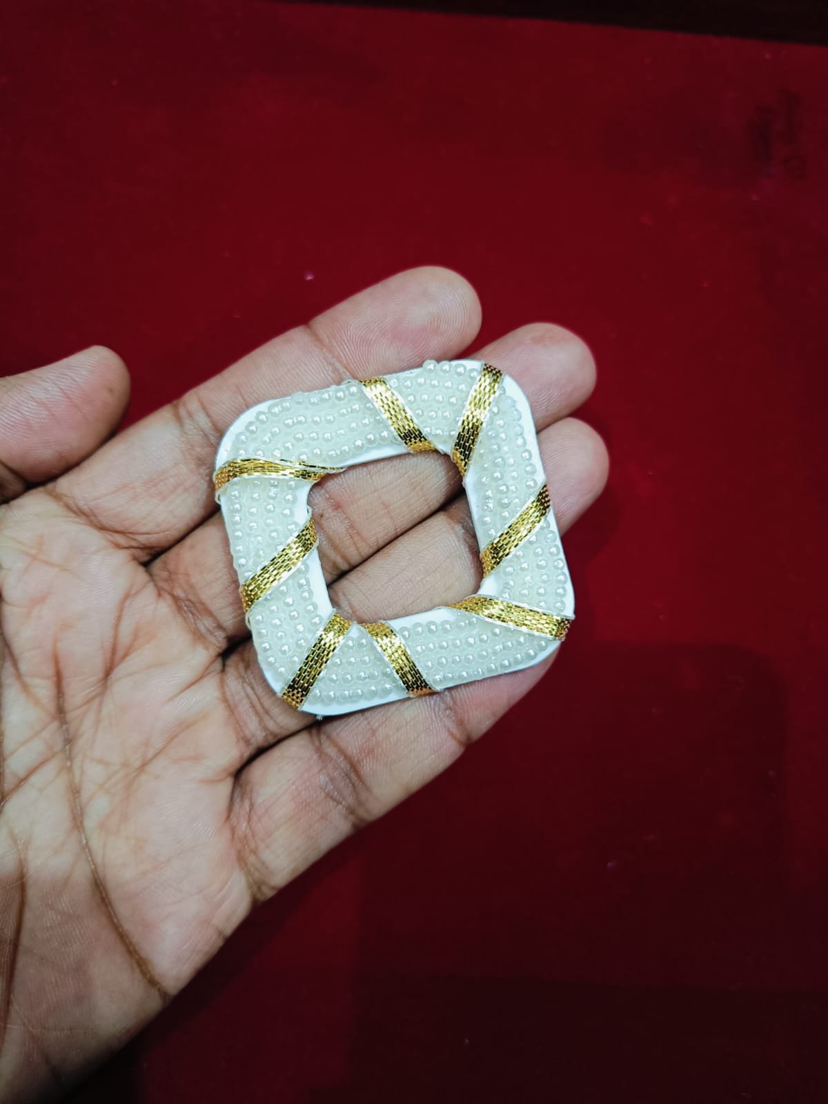 Cream Pearl Beads Ring Square 2inch – 10pc