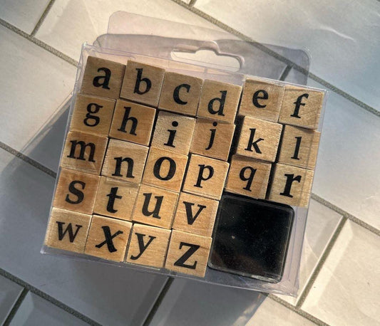 Wooden Small Alphabet Letters Rubber Stamp