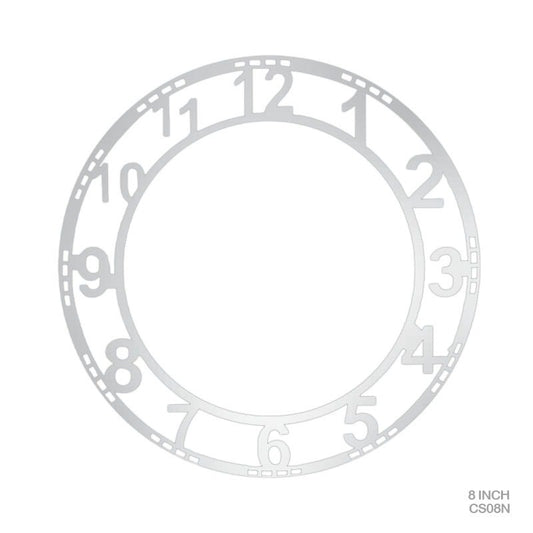 ACRYLIC CLOCK SILVER 8 INCH ROMAN (CS08N)