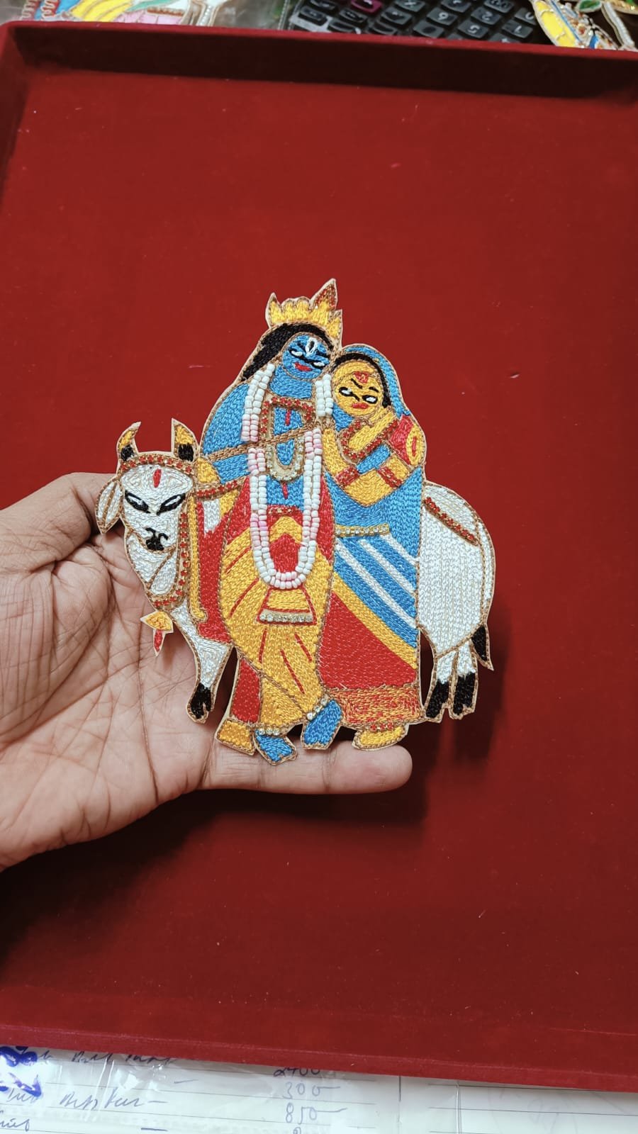 Radha Krishna with Cow Buti Patches - 1pc