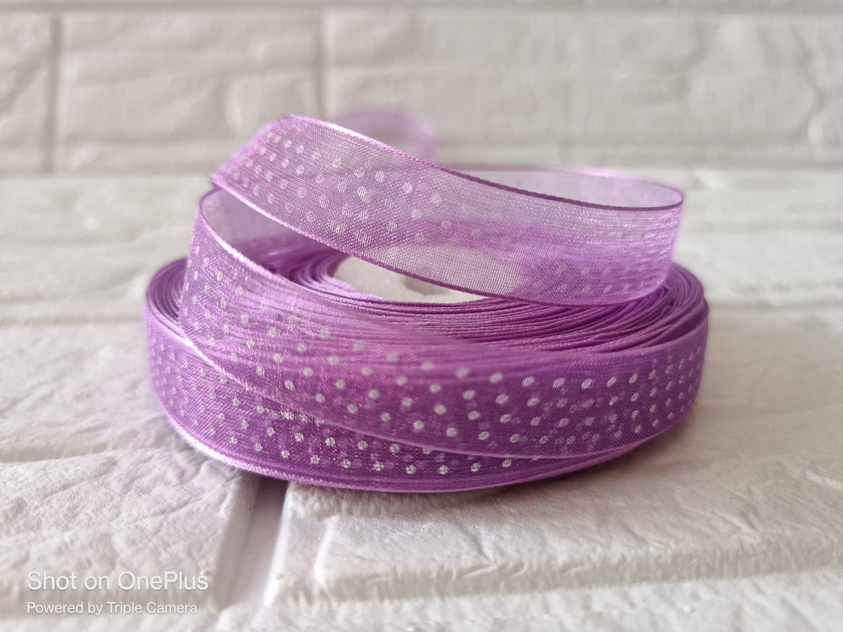 Organza  Polka Dot Ribbon 1/2 inch –Dark  Purple