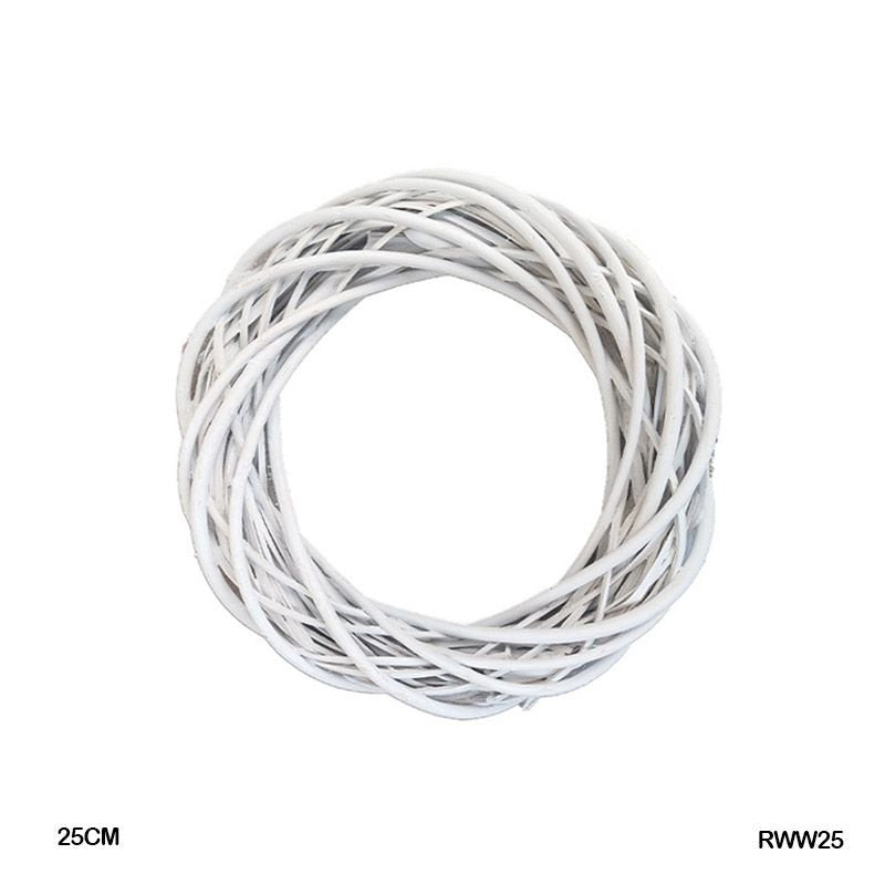 Ring Wreath Rattan Wicker White (RWW25) (25CM) - 1pc