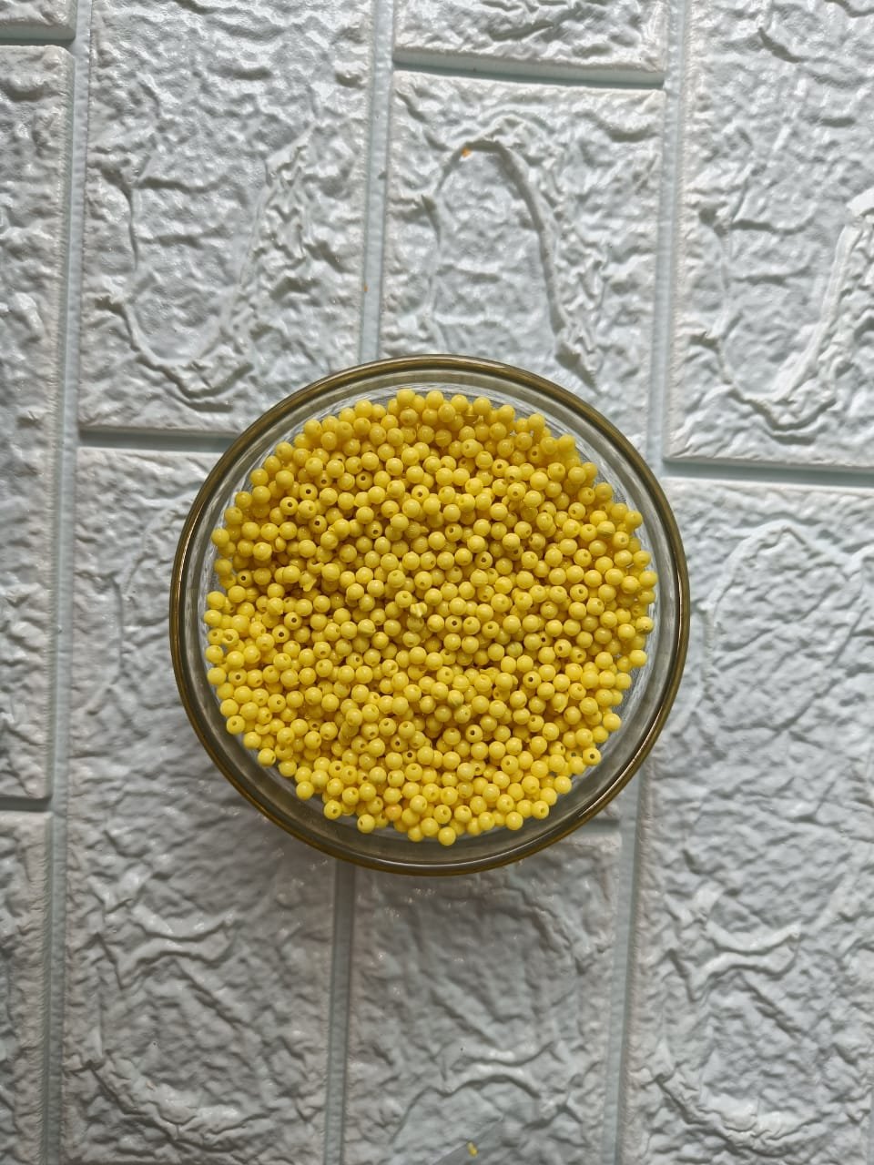 Moti /Pearls /Beads - Yellow (100gm) - 4mm