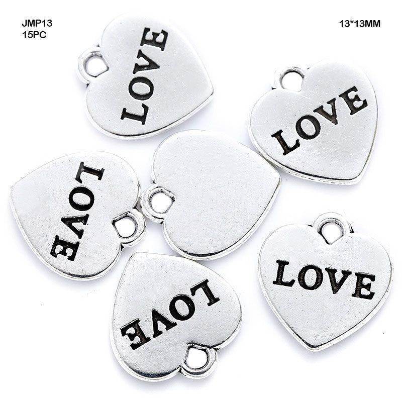 Heart Love Pendants Silver (JMP13) - 15pc