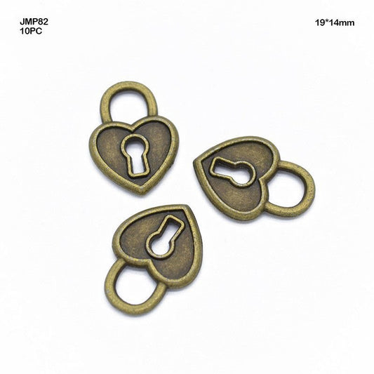 Love Lock Pendants Copper (JMP82) - 10pc