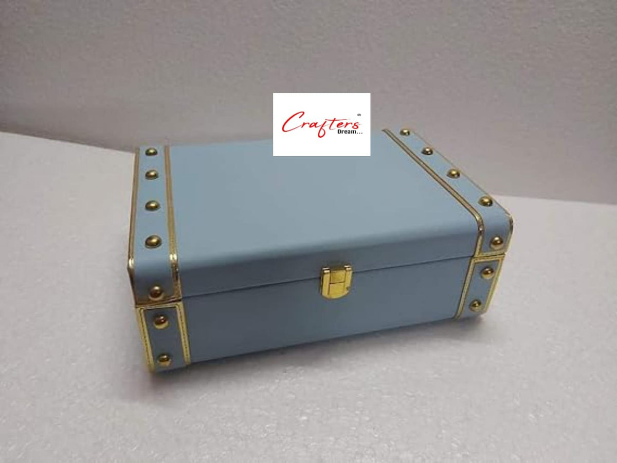 Leather Trunk Box (Light Blue) -10*7inch