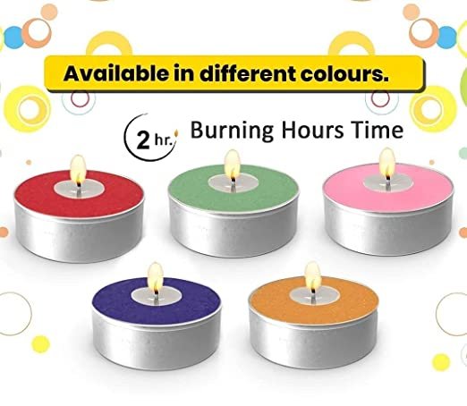 Multicolor Wax Tealight Candles (Pack Of 50)