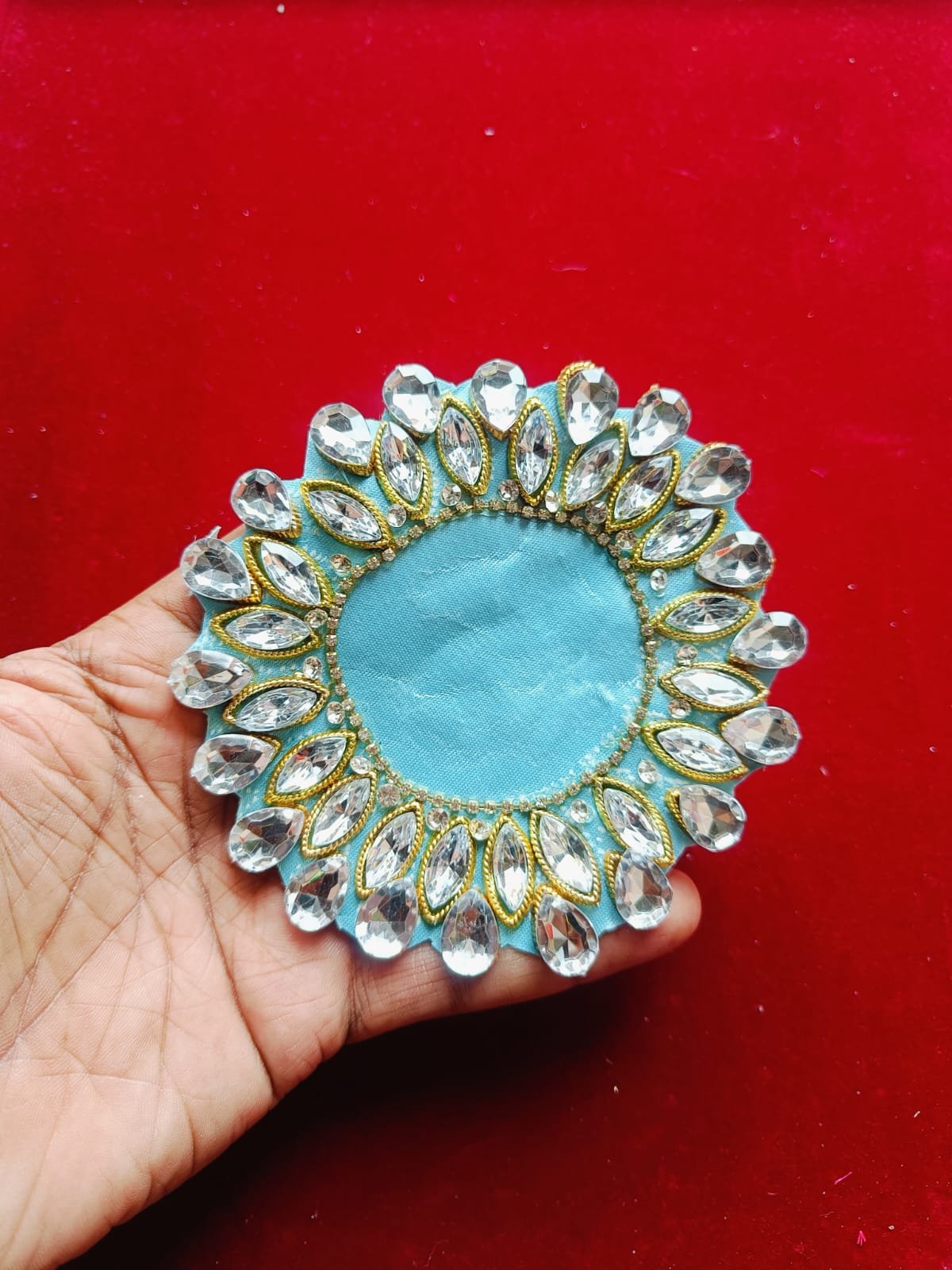 Light Blue Round Stone Buti patches - 10pc