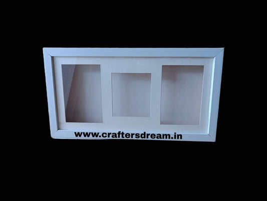 Shadow Box Glass Frame – 16*8 Inch (White) with Mount