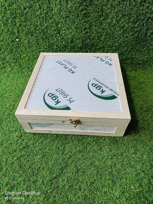 Pinewood Box With Acrylic Windows - 12*12*4 Inch - 1pc