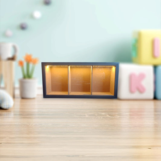 Shadow Box Glass Frame – 12*30 Inch (Black) With LED Light