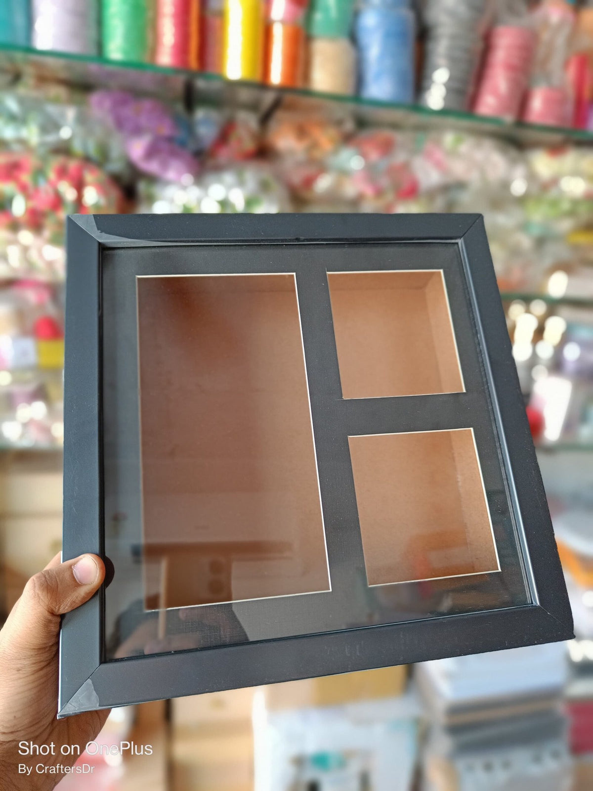 Shadow Box Glass Frame with Mount – 12*12 inch (Black)