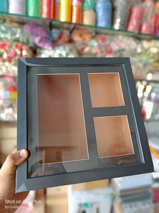 Shadow Box Glass Frame with Mount – 12*12 inch (Black)