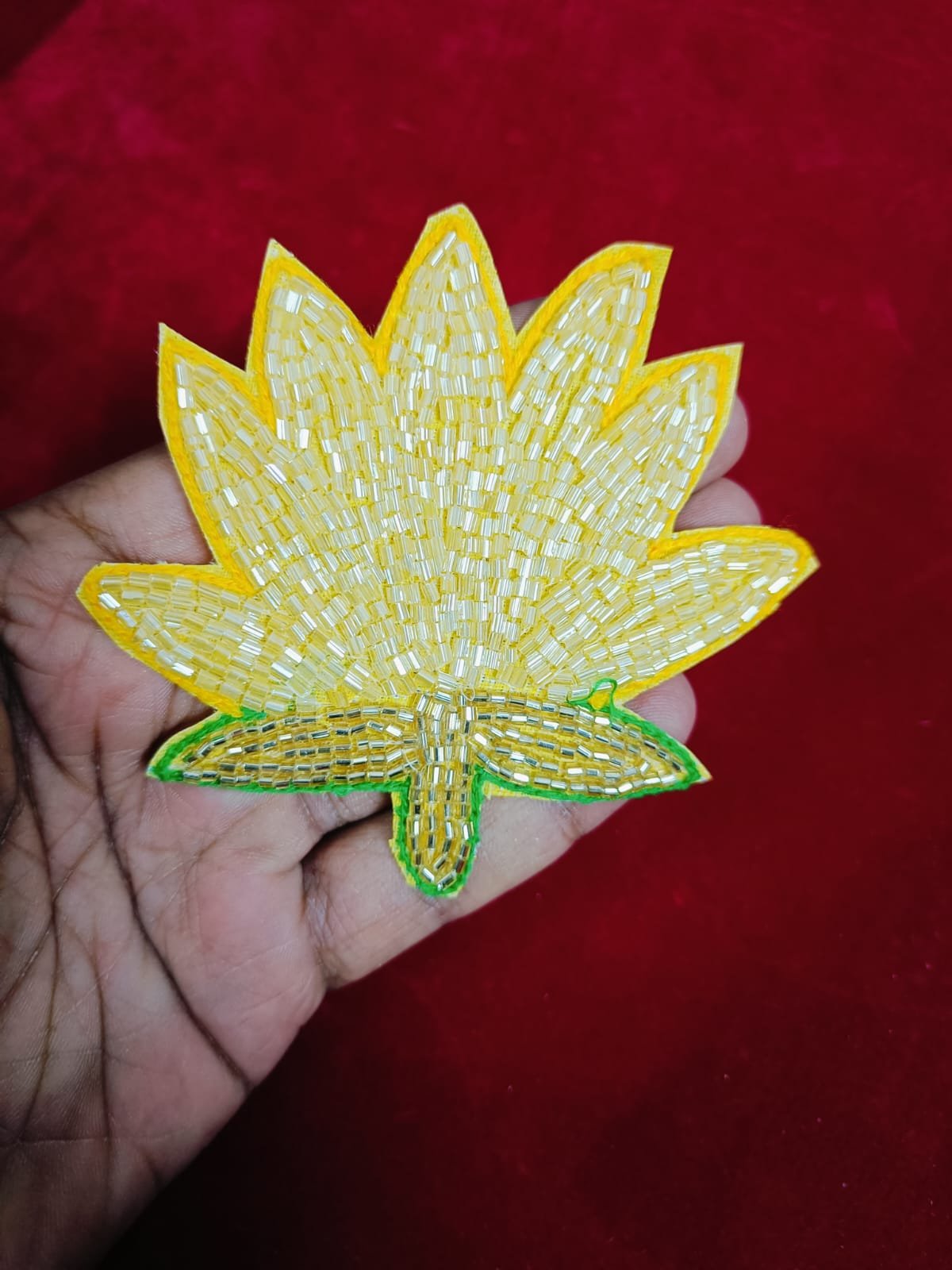 Yellow Lotus Flower Buti Patches - 10pc
