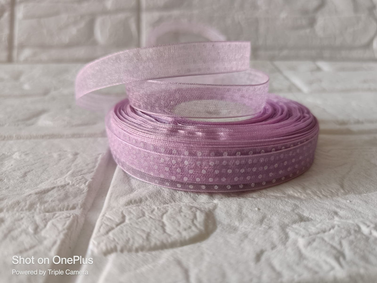 Organza  Polka Dot Ribbon 1/2 inch – Light Purple