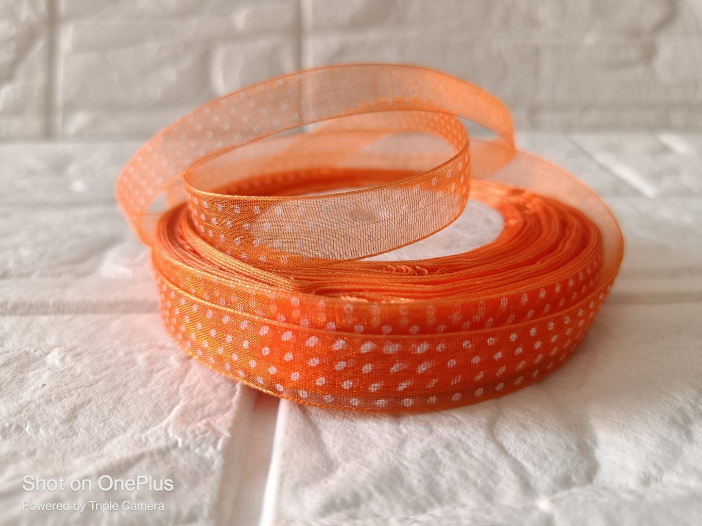 Organza  Polka Dot Ribbon 1/2 inch – Dark Orange