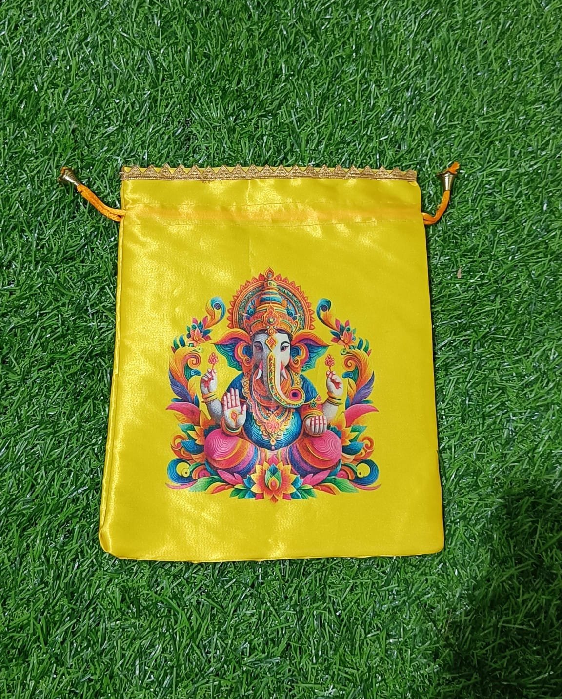 Designer Printed Potli bags for Giveaways & Favours / Shagun Pouch Return Gifts for Haldi mehendi roka wedding (7*9 inch)