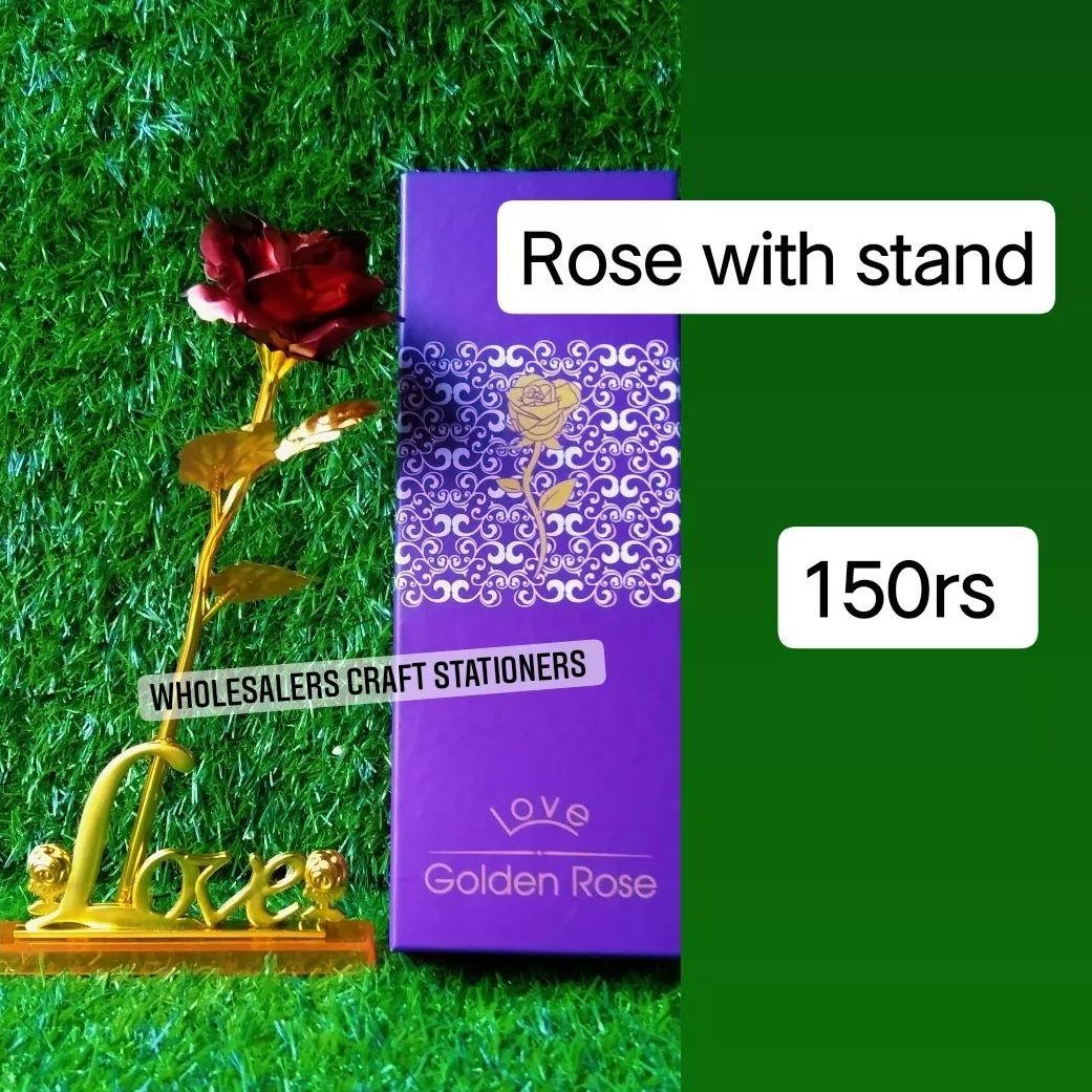 Red Rose with Love Stand - 1pc