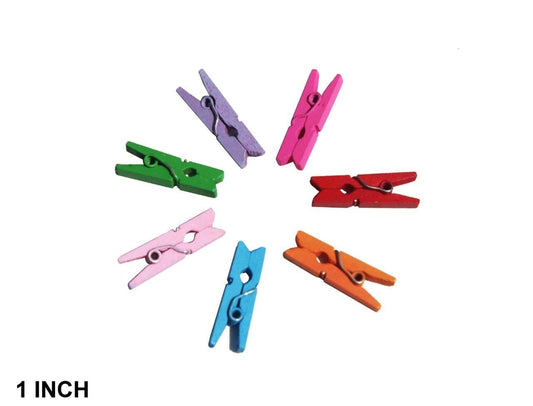 Coloured Wooden Clip - 100pc