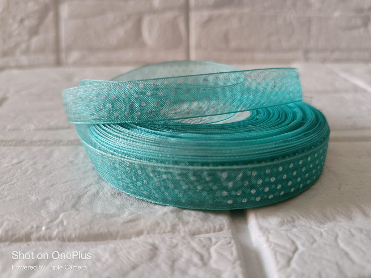Organza  Polka Dot Ribbon 1/2 inch – Sea Green