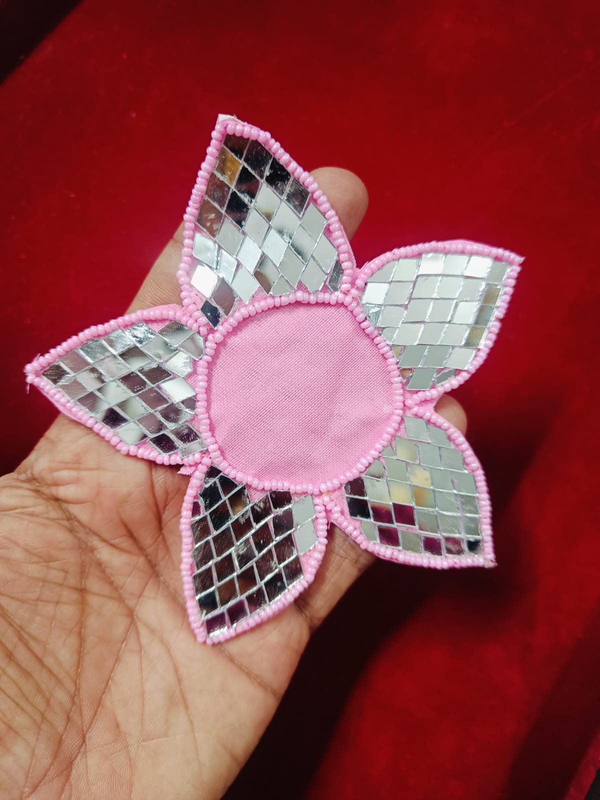 Round Flower Buti Patches Pink - 10pc