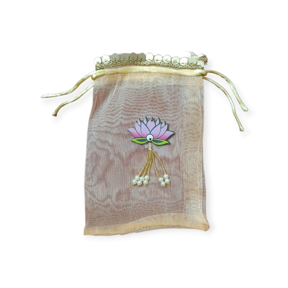 Organza Potli Peach (5*7inch) - 1pc