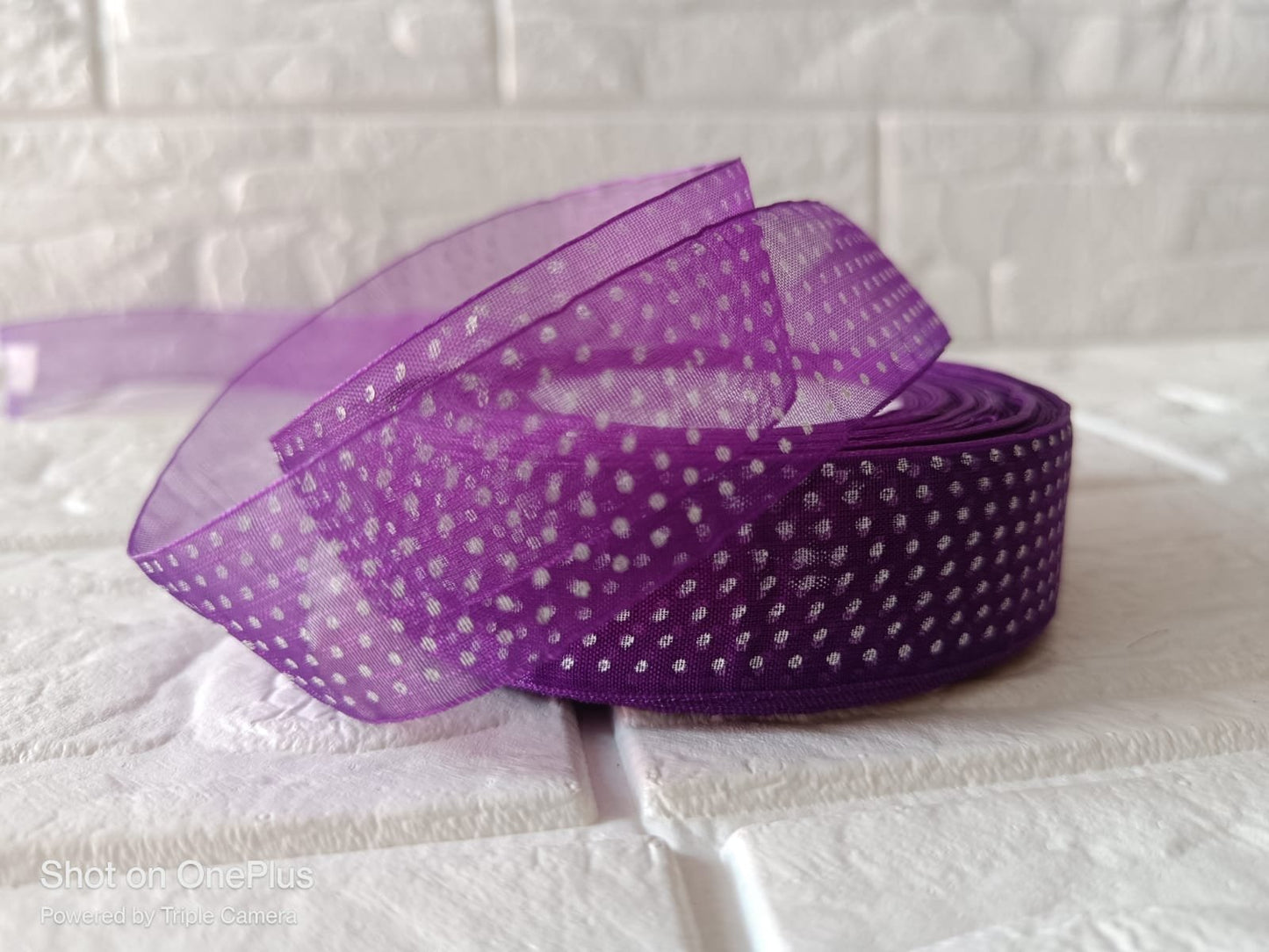 Organza  Polka Dot Ribbon 1 inch – Dark Purple