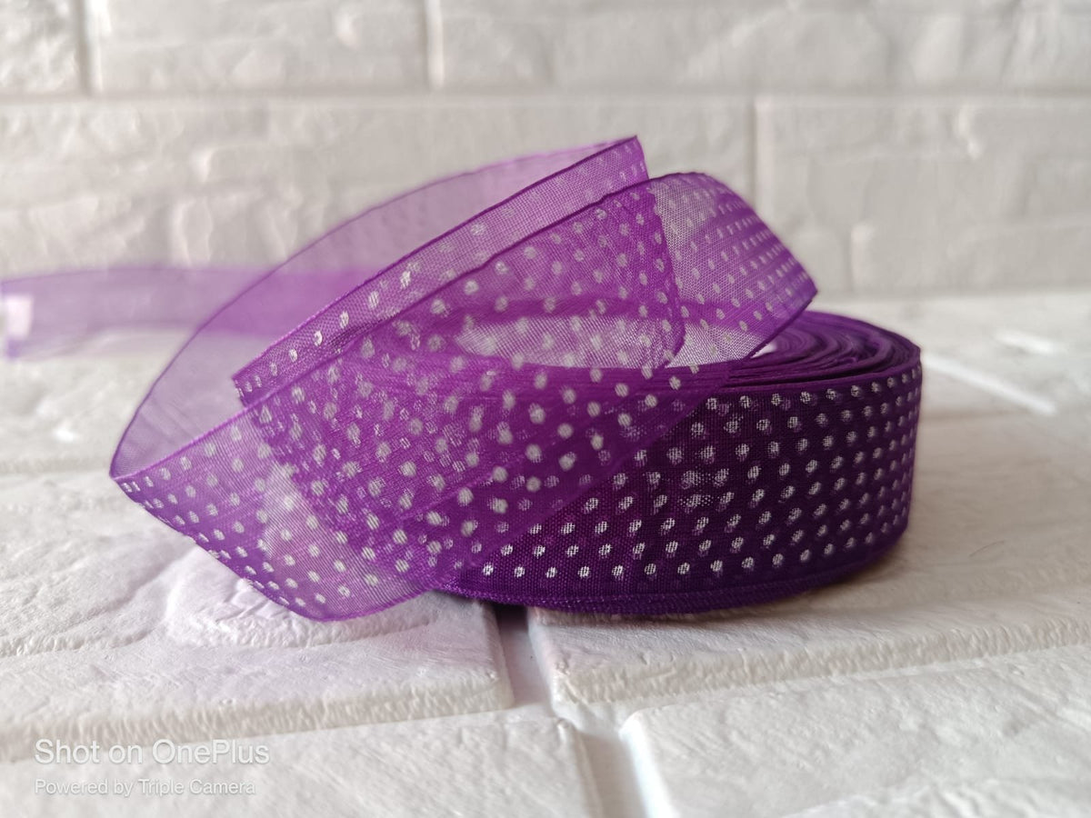 Organza  Polka Dot Ribbon 1 inch – Dark Purple