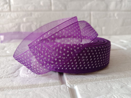 Organza  Polka Dot Ribbon 1 inch – Dark Purple