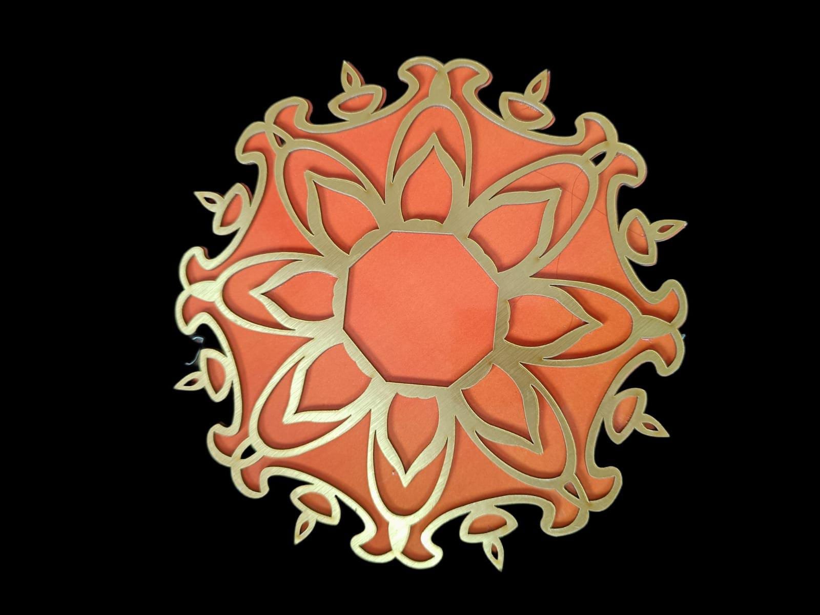 MDF Rangoli (Orange) - 8inch