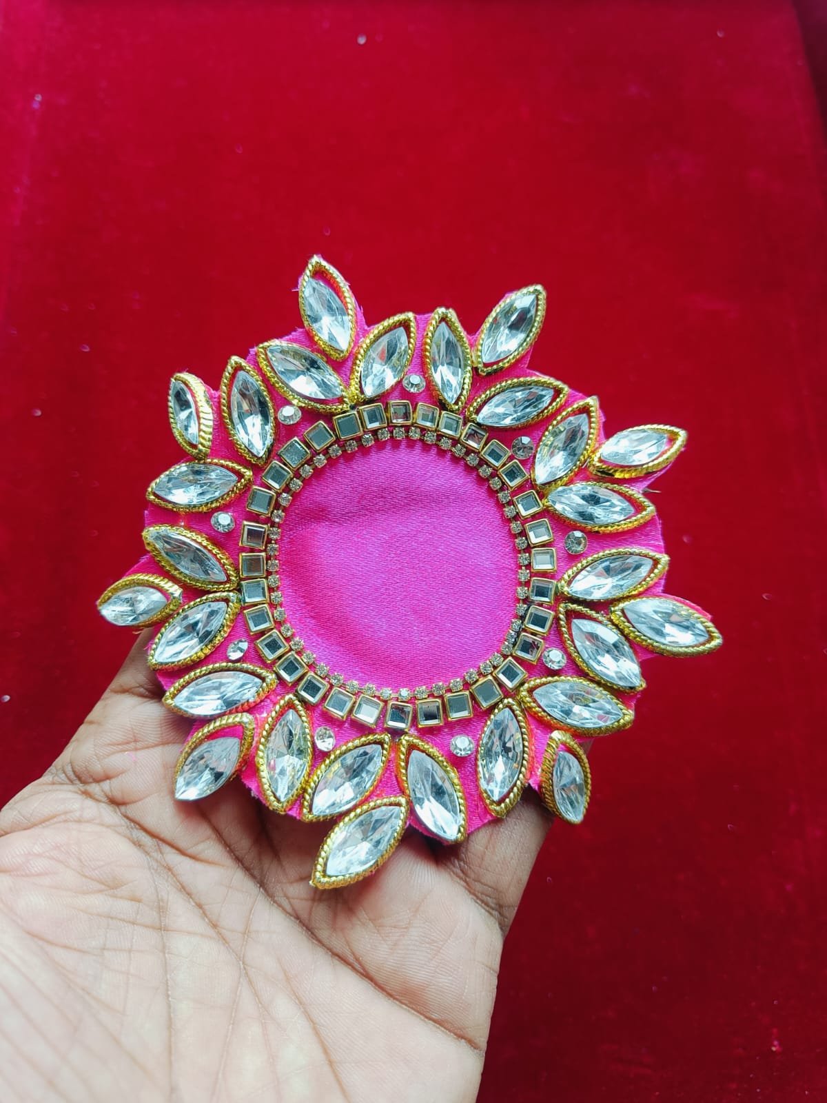 Pink Round Stone Buti Patches - 10pc