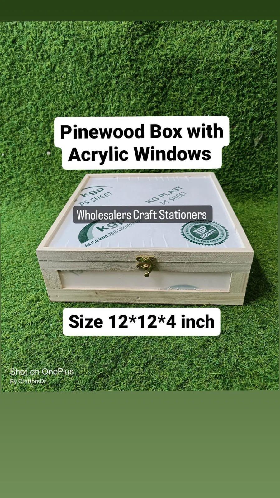 Pinewood Box With Acrylic Windows - 12*12*4 Inch - 1pc