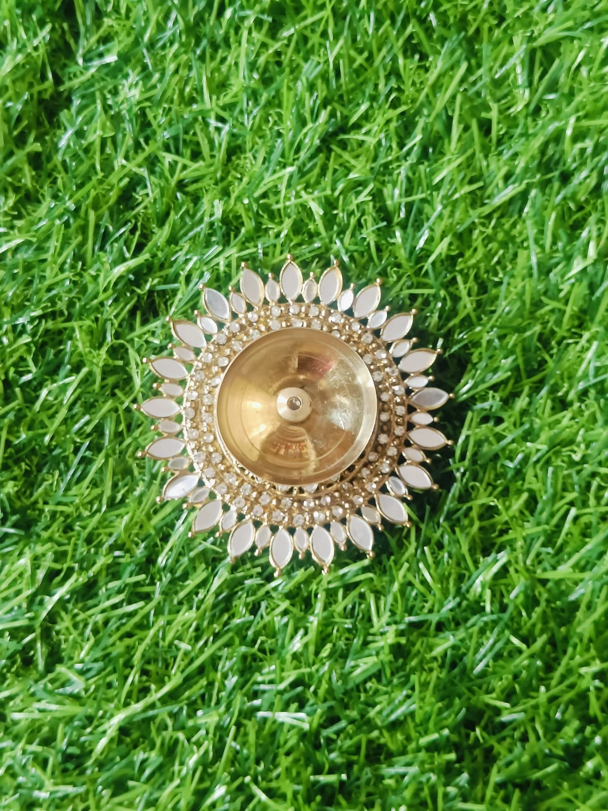 Metal Stone Flower Diya - 1pc