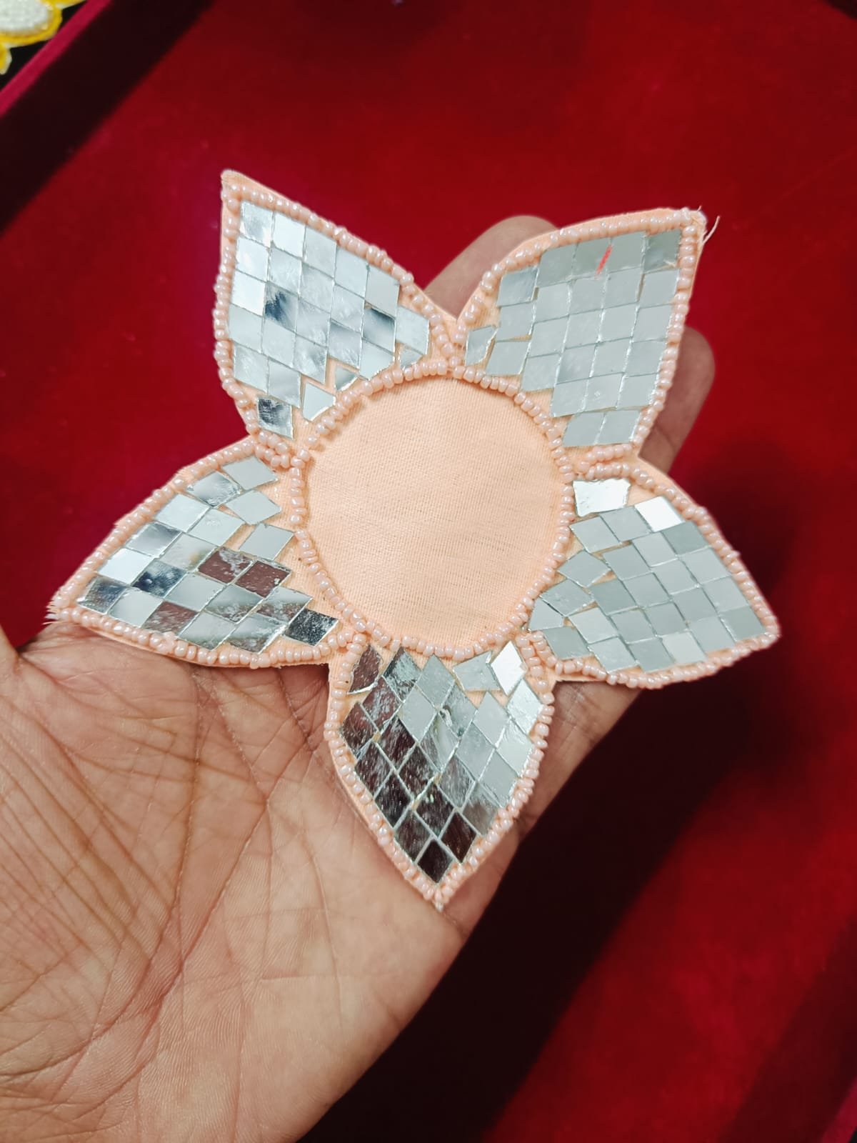 Round Flower Buti Patches Peach - 10pc