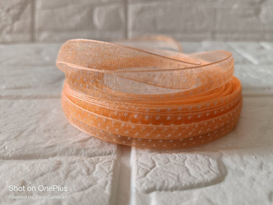Organza  Polka Dot Ribbon 1/2 inch – Orange