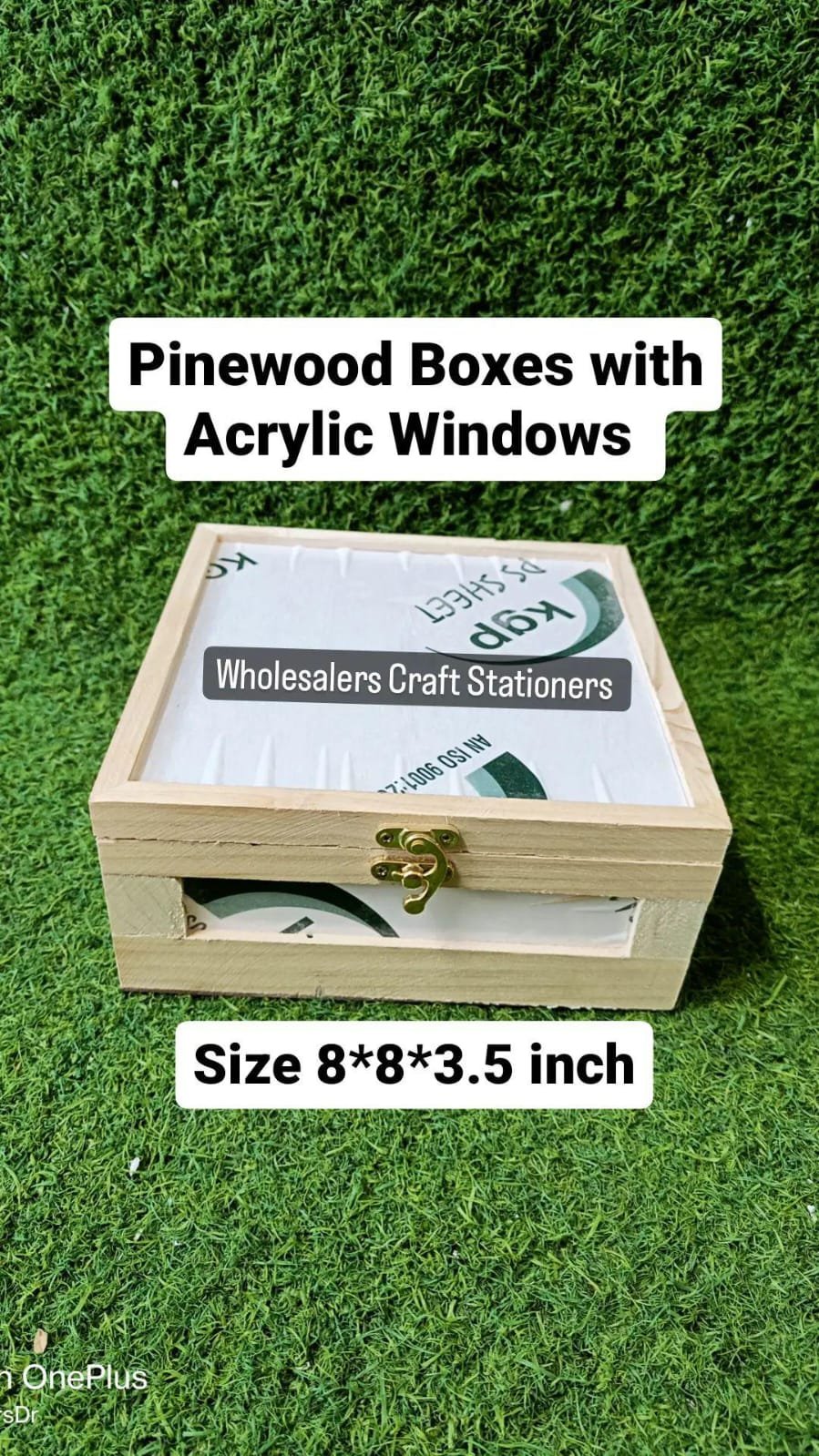 Pinewood Box With Acrylic Windows - 8*8*3.5 Inch - 1pc
