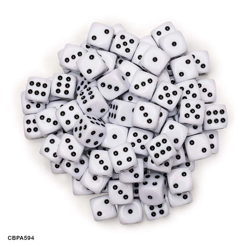 White Dice Craft Beads - 25gm