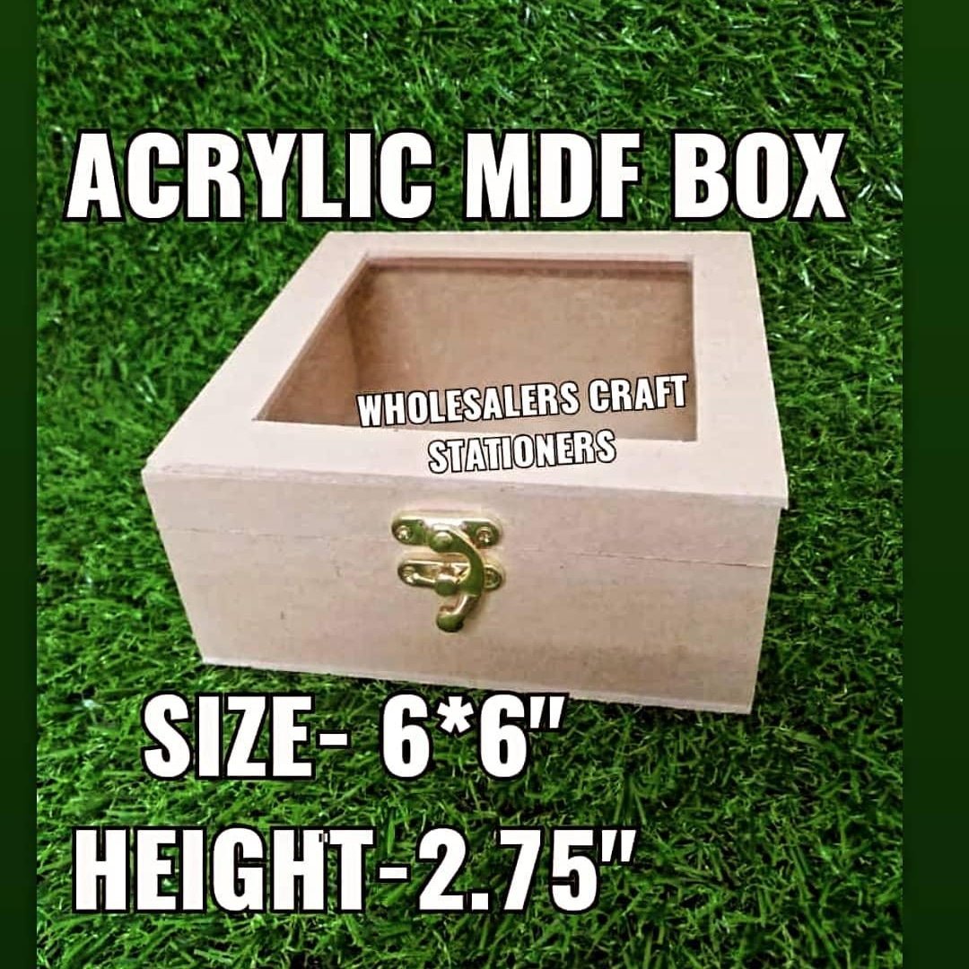 6*6″ inch Mdf Box – Transparent Lid