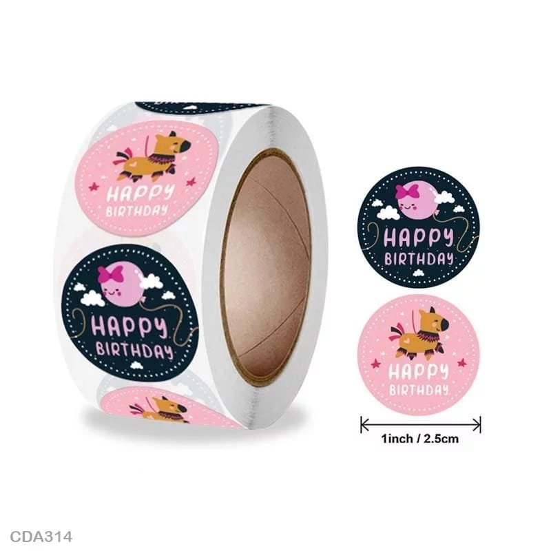 Happy Birthday Sticker - 500 Pieces each roll - CDA314