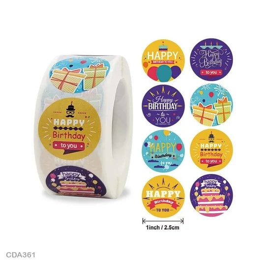 Happy Birthday Sticker - 500 Pieces each roll - CDA361