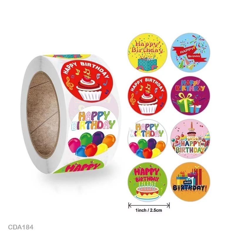 Happy Birthday Sticker - 500 Pieces each roll - CDA184
