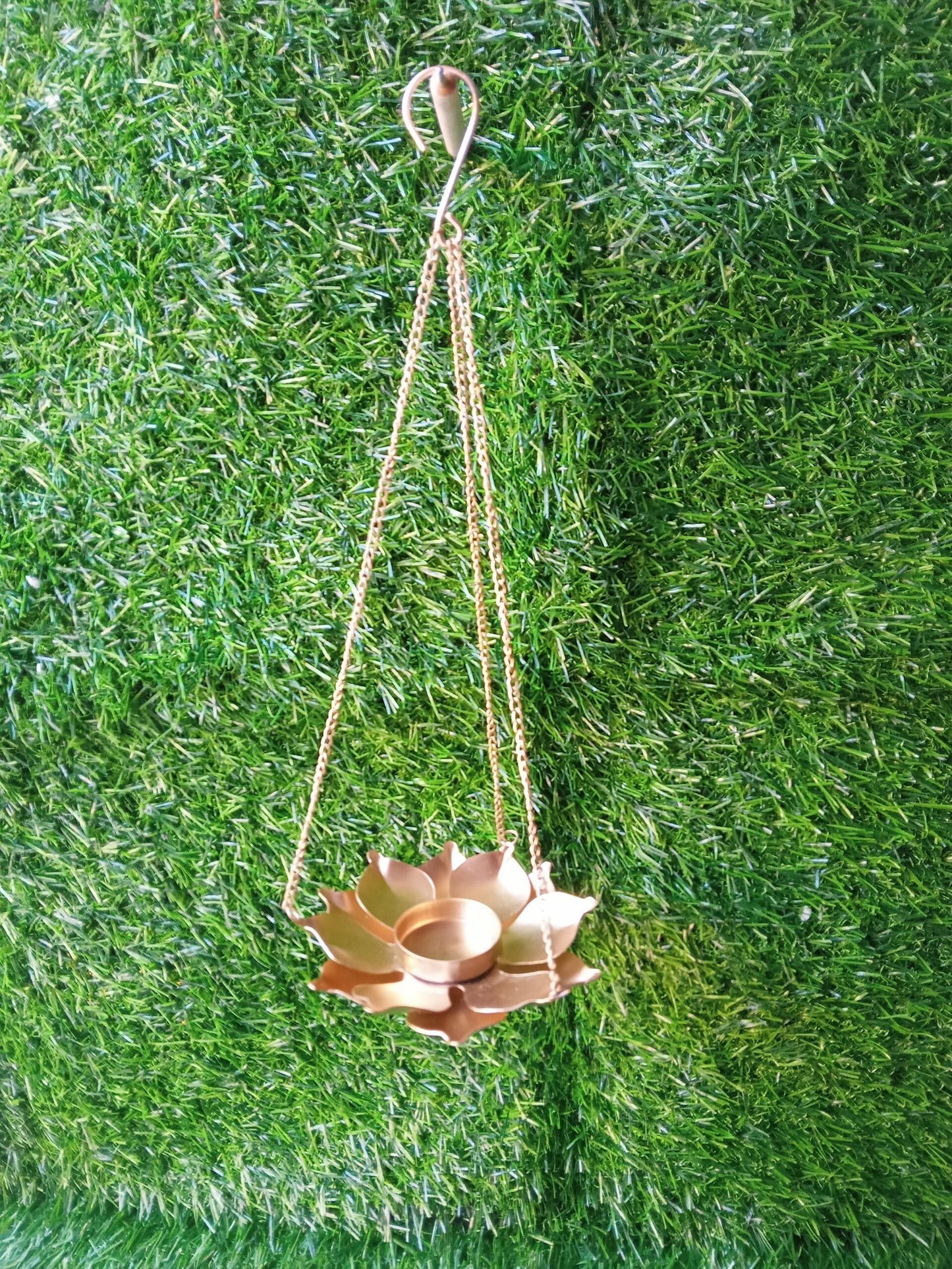 Hanging Metal Lotus With Candle Holder
