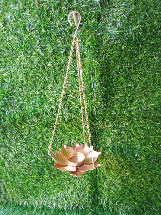 Hanging Metal Lotus With Candle Holder