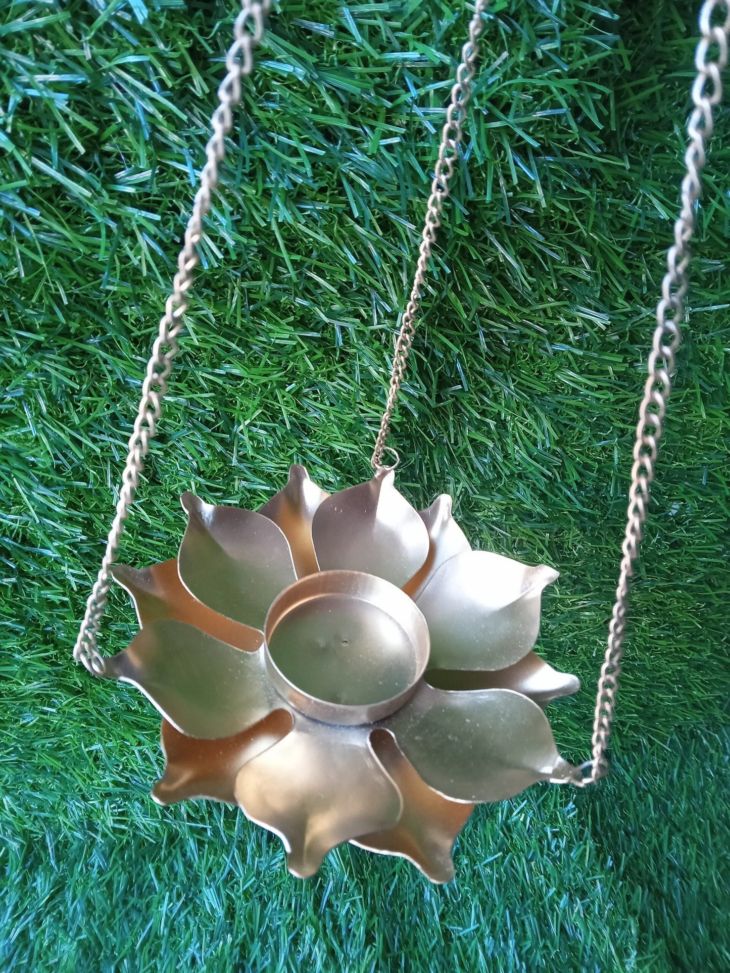 Hanging Metal Lotus With Candle Holder